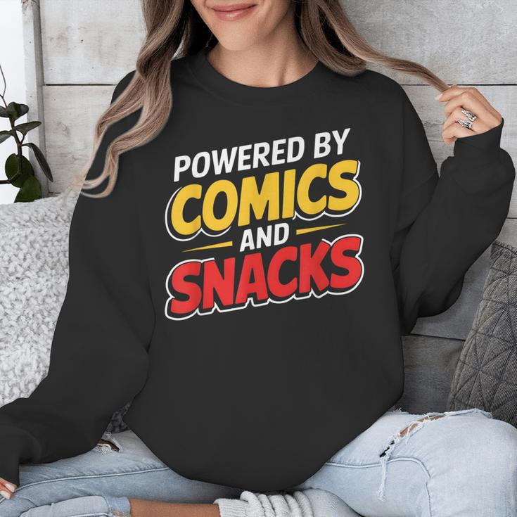 Powered By Comics And Snacks Comic Book Lover Unisex Sweatshirt