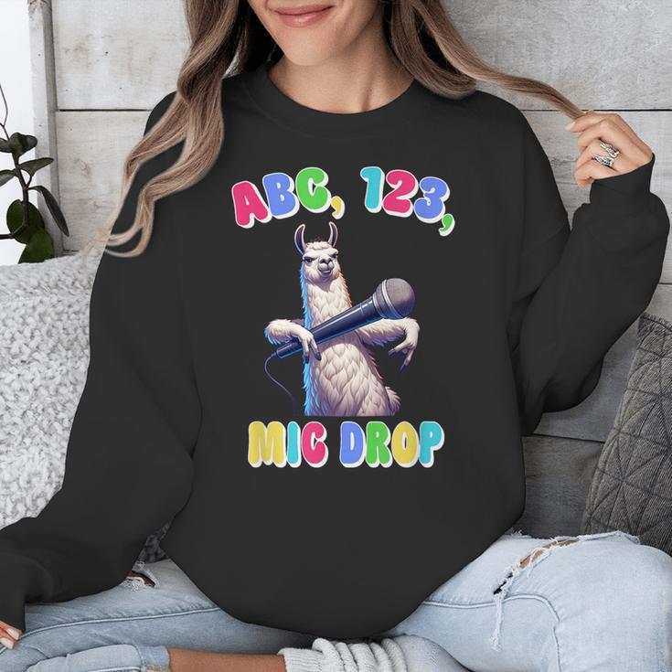 Preschool Graduate Shirt ABC 123 Mic Drop Llama Graduation Unisex Sweatshirt