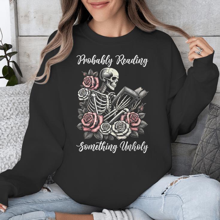 Probably Reading Something Unholy Book Lovers Unisex Sweatshirt