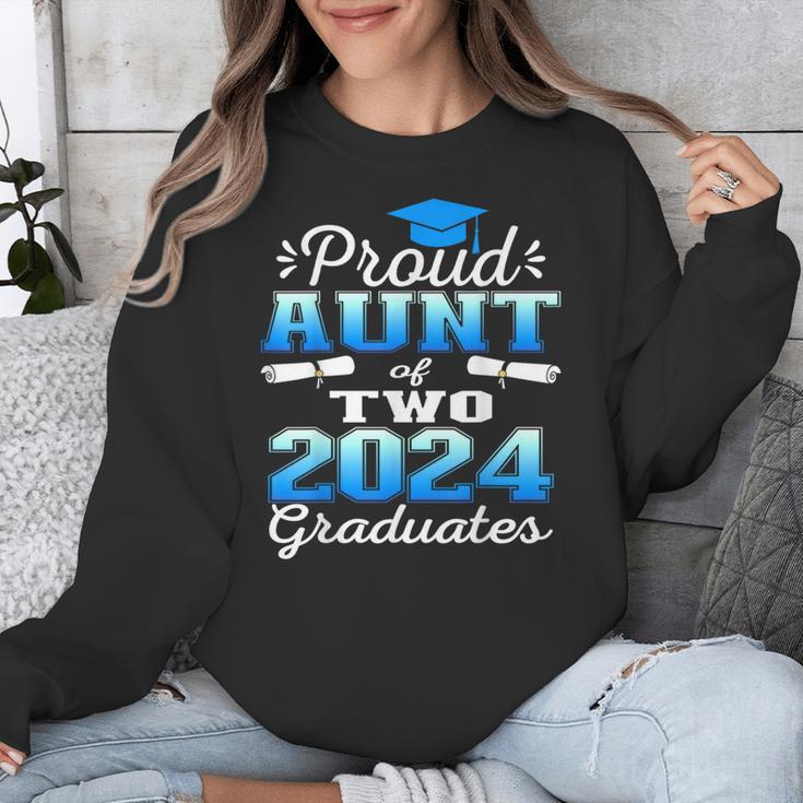 Proud Aunt Of Two 2024 Graduate Class 2024 Graduation Family Unisex Sweatshirt