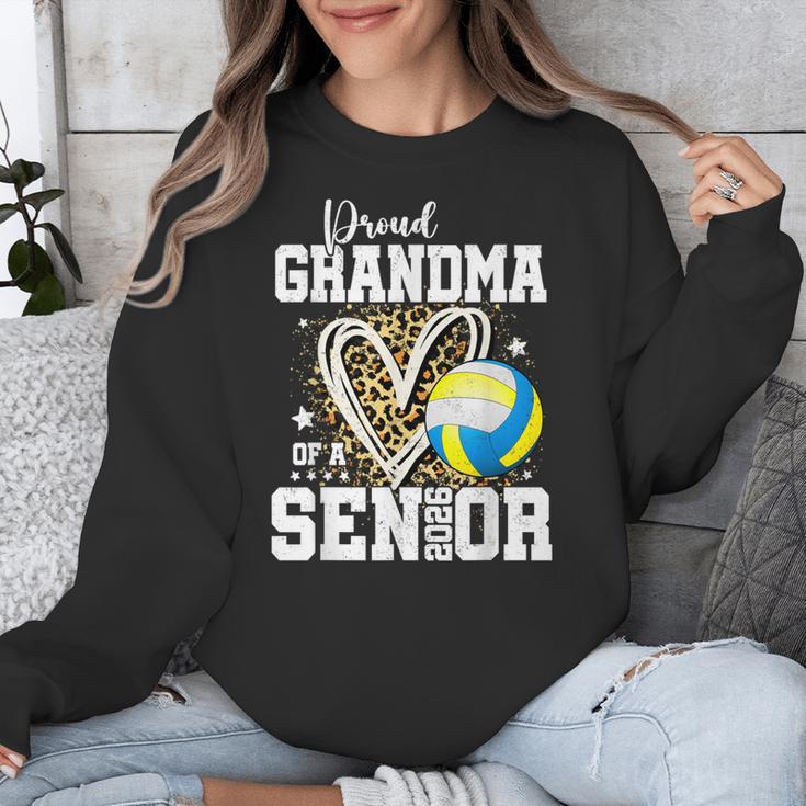 Proud Grandma Of A 2026 Senior Volleyball Graduation Leopard Unisex Sweatshirt