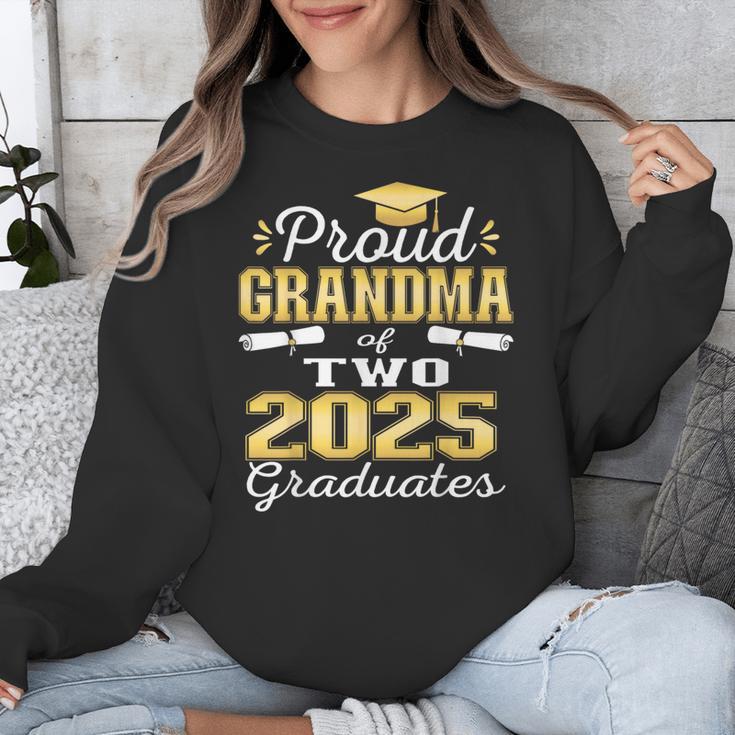 Proud Grandma Of Two 2025 Graduates Graduation Family Unisex Sweatshirt
