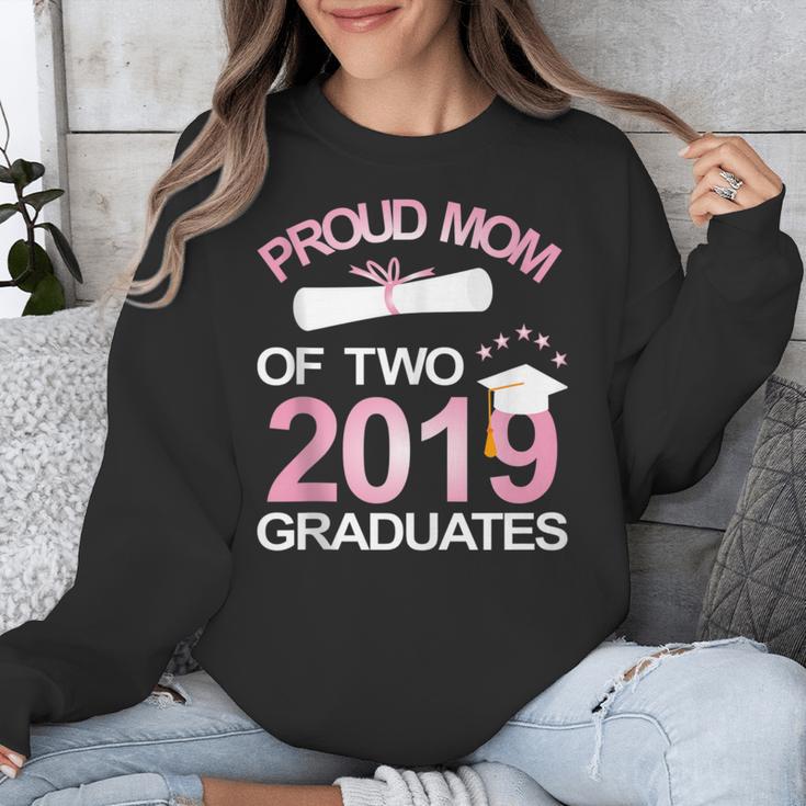 Proud Mom Of Two 2019 Graduates Twin Mama Mother Graduation Unisex Sweatshirt