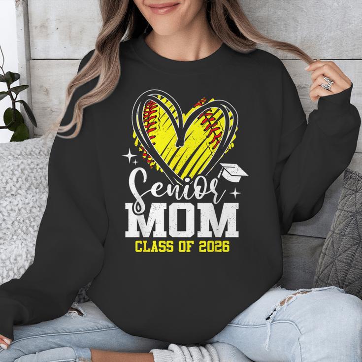 Proud Senior Mom Class Of 2026 Softball Graduation Heart Unisex Sweatshirt