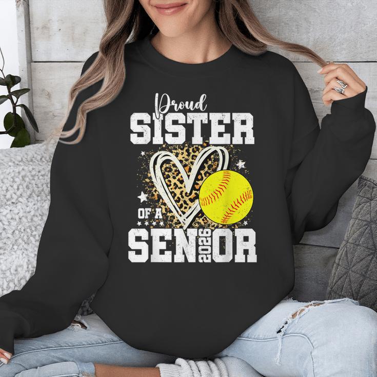 Proud Sister Of A 2026 Senior Softball Graduation Leopard Unisex Sweatshirt