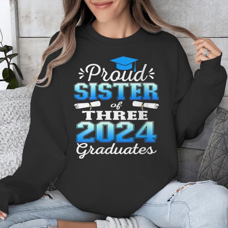 Proud Sister Of Three 2024 Graduate 23 Class Graduation Unisex Sweatshirt