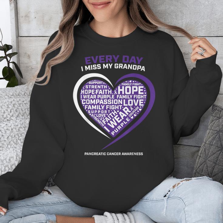 Purple In Memory Of My Grandpa Pancreatic Cancer Awareness Unisex Sweatshirt