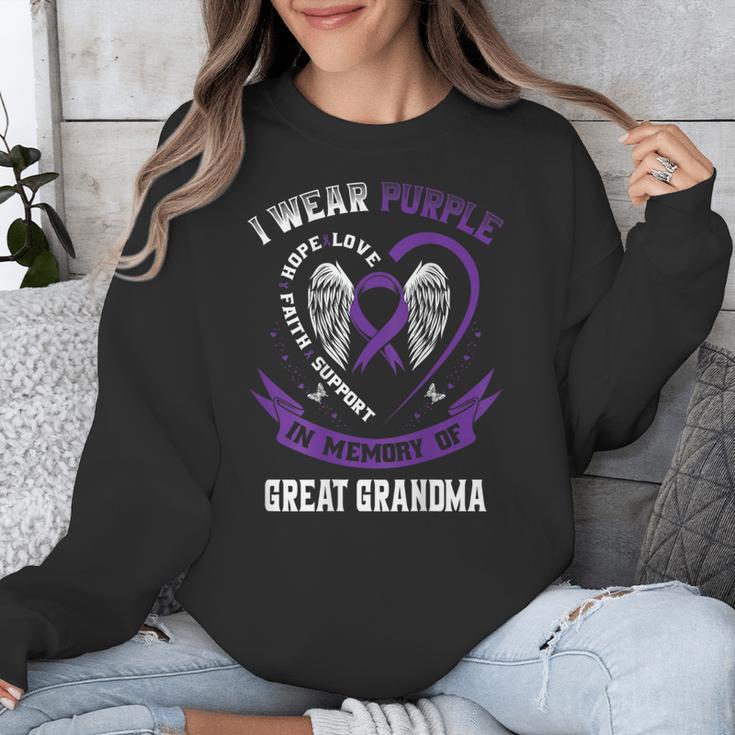 Purple In Memory Of My Great Grandma Alzheimers Back Graphic Unisex Sweatshirt