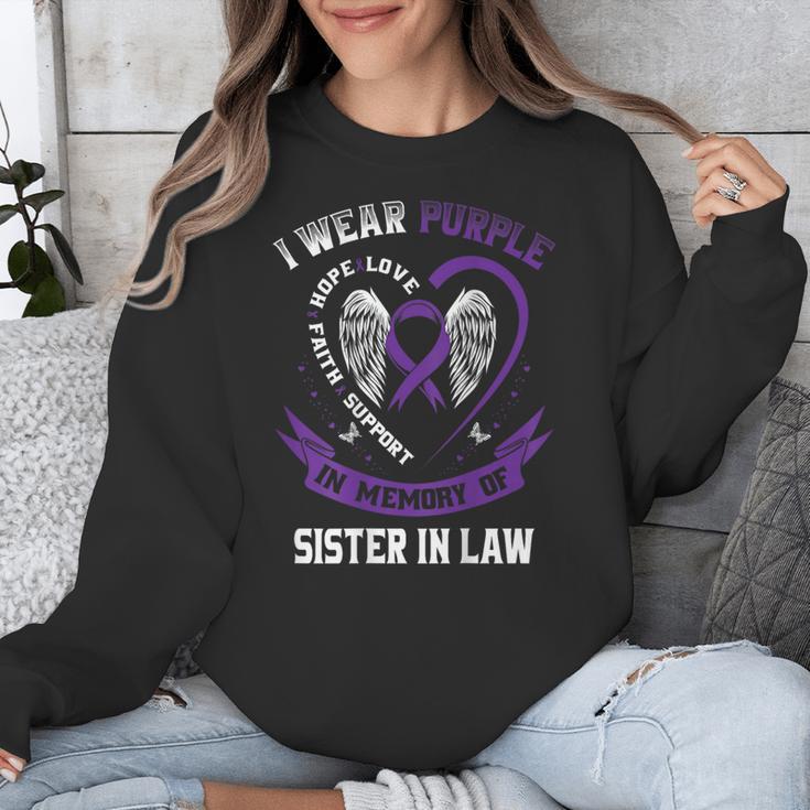 Purple In Memory Of My Sister In Law Alzheimers Back Graphic Unisex Sweatshirt