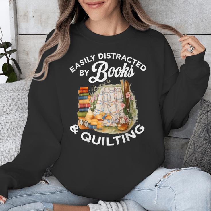 Quilting Sewing Machine Quilter Easily Distracted By Book Unisex Sweatshirt