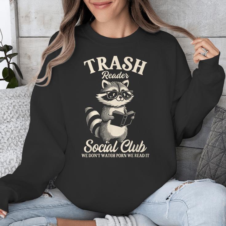 Raccoon Bookworm Readers Library Smut Reader Spicy Book Romance Rash Reader Social Club Unisex Sweatshirt