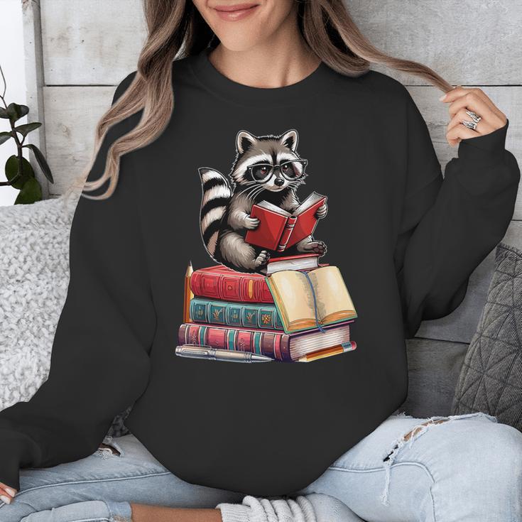 Raccoon Reading Books Matching Bookworm Readers Librarian Unisex Sweatshirt