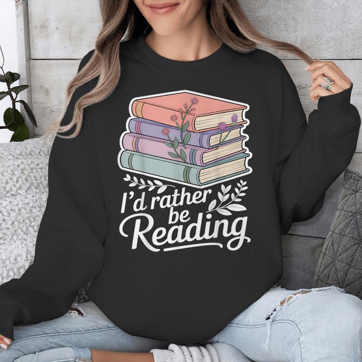 Rather Be Reading Book Lover Stack Unisex Sweatshirt