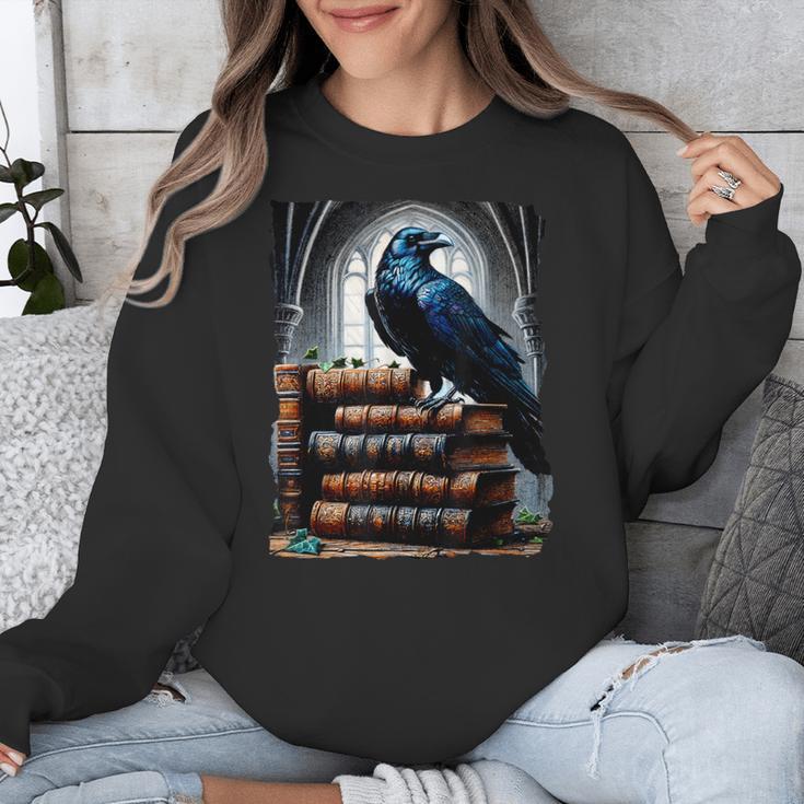 Raven On A Stack Of Books Wisdom Of Odin Unisex Sweatshirt Raven On A Stack Of Books Wisdom Of Odin Unisex Sweatshirt
