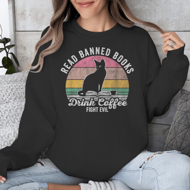 Read Banned Books Drink Coffee Fight Evil Unisex Sweatshirt