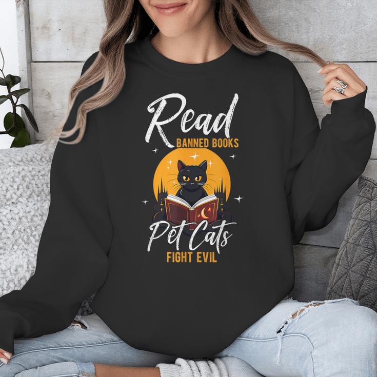 Read Banned Books Pet Cats Fight Evil Read Banned Reader Unisex Sweatshirt