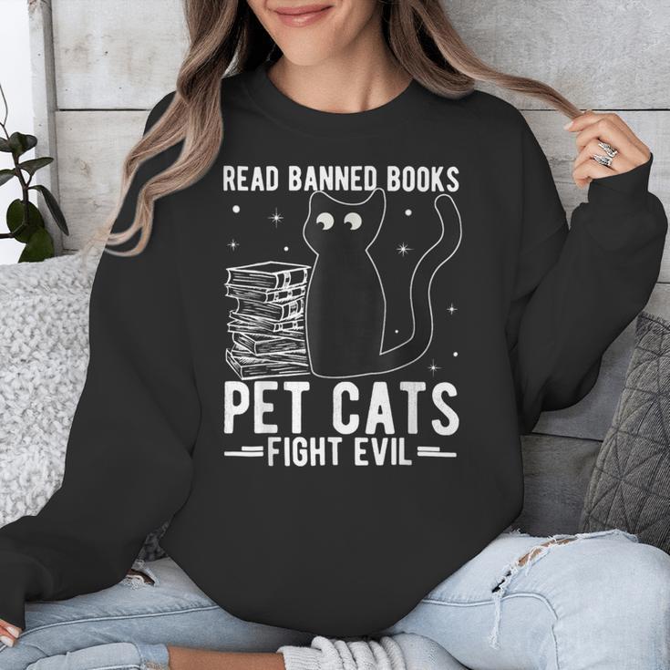 Read Banned Books Pet Cats Fight Evil Read Banned Books Unisex Sweatshirt