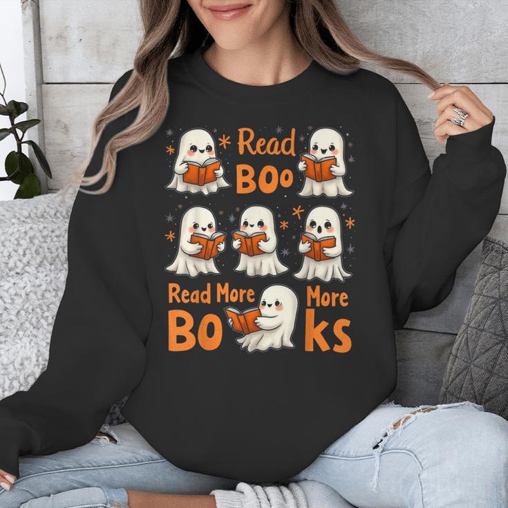 Read Boo KS Read More Bo KS Cute Ghost Reading Book Unisex Sweatshirt