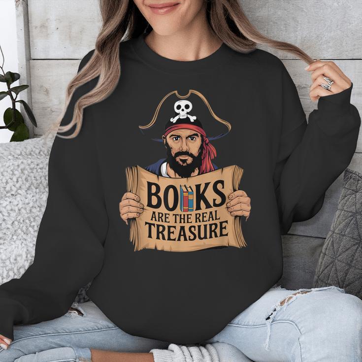 Read Book Reader Library Reading Librarian Pirate Bookworm Unisex Sweatshirt