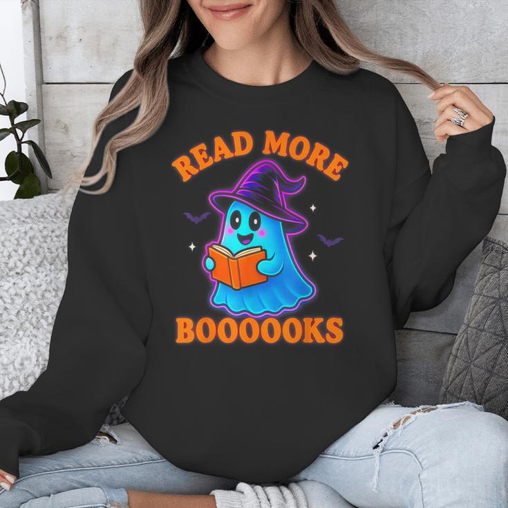 Read More Books Halloween Book Cute Ghost Reading Teaching Unisex Sweatshirt