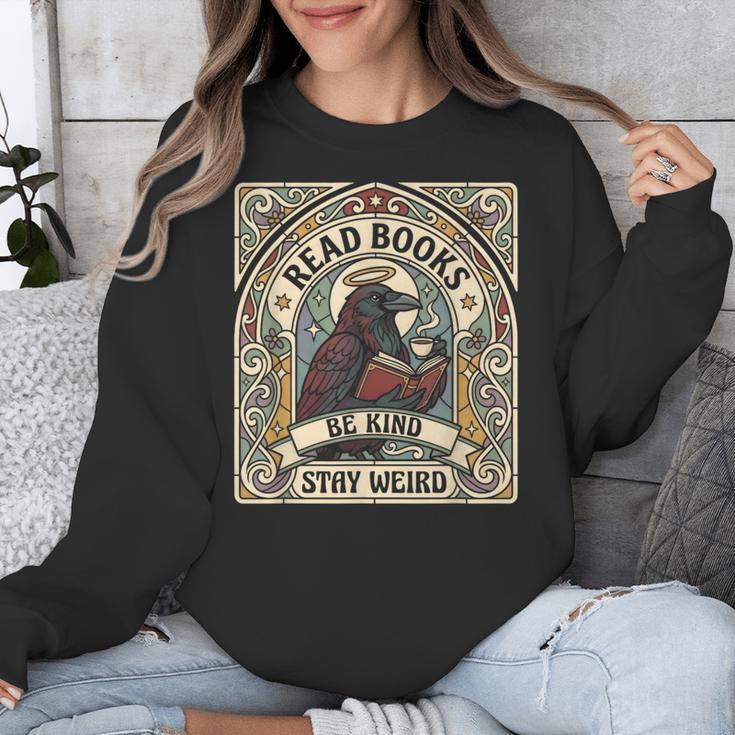 Read Books Be Kind Stay Weird Raven Tarot Reading Coffee Unisex Sweatshirt Read Books Be Kind Stay Weird Raven Tarot Reading Coffee Unisex Sweatshirt