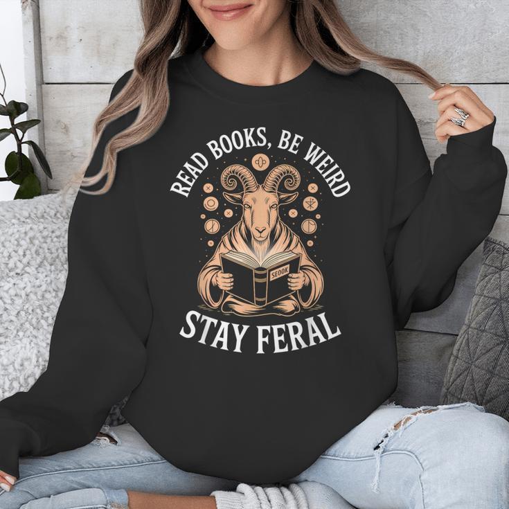 Read Books Be Weird Stay Feral Goat Unisex Sweatshirt Read Books Be Weird Stay Feral Goat Unisex Sweatshirt