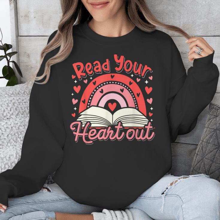 Read Your Heart Out Book Valentines Day Reading Teacher Unisex Sweatshirt