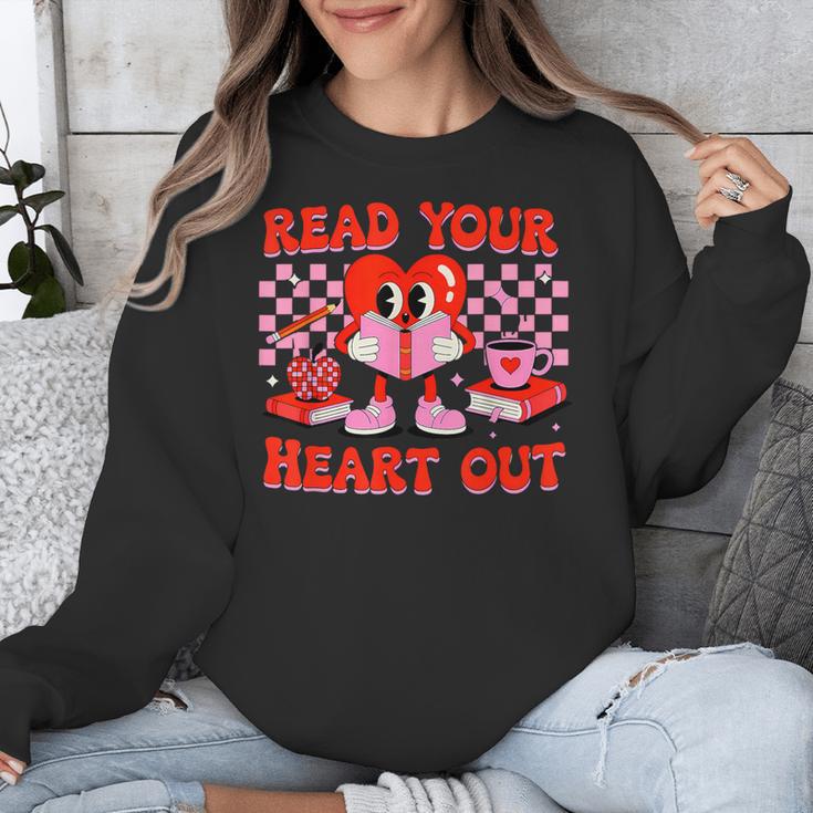 Read Your Heart Out Valentine Reading Book Kid Teacher Unisex Sweatshirt