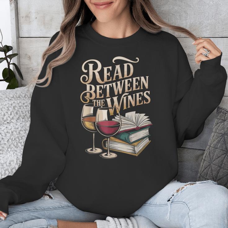 Read Between The Wines Vintage Book Lovers Wine Reading Unisex Sweatshirt Read Between The Wines Vintage Book Lovers Wine Reading Unisex Sweatshirt