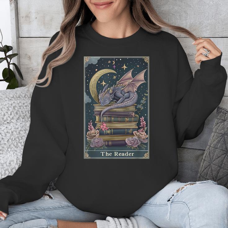 The Reader Tarot Card Book Dragon Romantasy Fantasy Bookish Unisex Sweatshirt The Reader Tarot Card Book Dragon Romantasy Fantasy Bookish Unisex Sweatshirt
