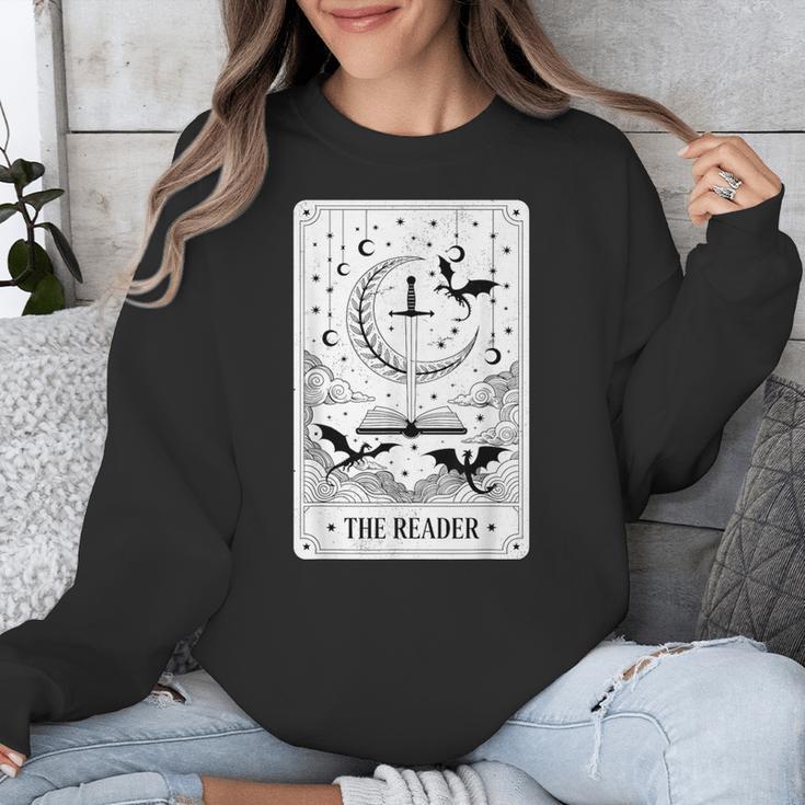 The Reader Tarot Card Bookworm Books Lover Dragon Librarians Unisex Sweatshirt
