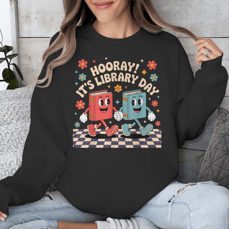 Reading Book Lover School Librarian Hooray It's Library Day Unisex Sweatshirt