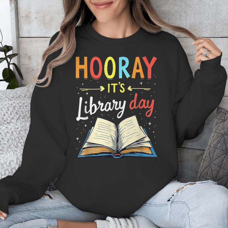 Reading Books Bibliophile Hooray It's Library Day Unisex Sweatshirt