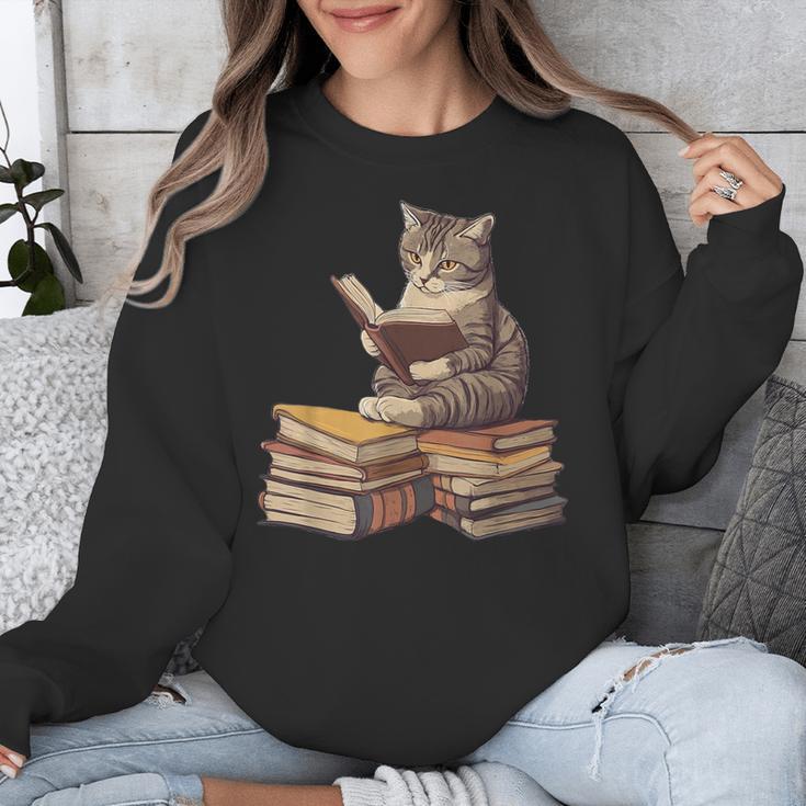 Reading Cat Book Lover Unisex Sweatshirt
