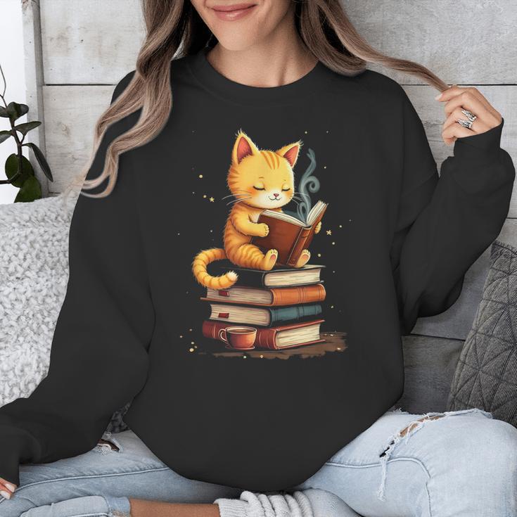 Reading Cat Books Cute Unisex Sweatshirt