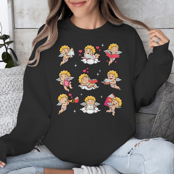 Reading Cupids Books Valentine's Day Teachers Book Lovers Unisex Sweatshirt