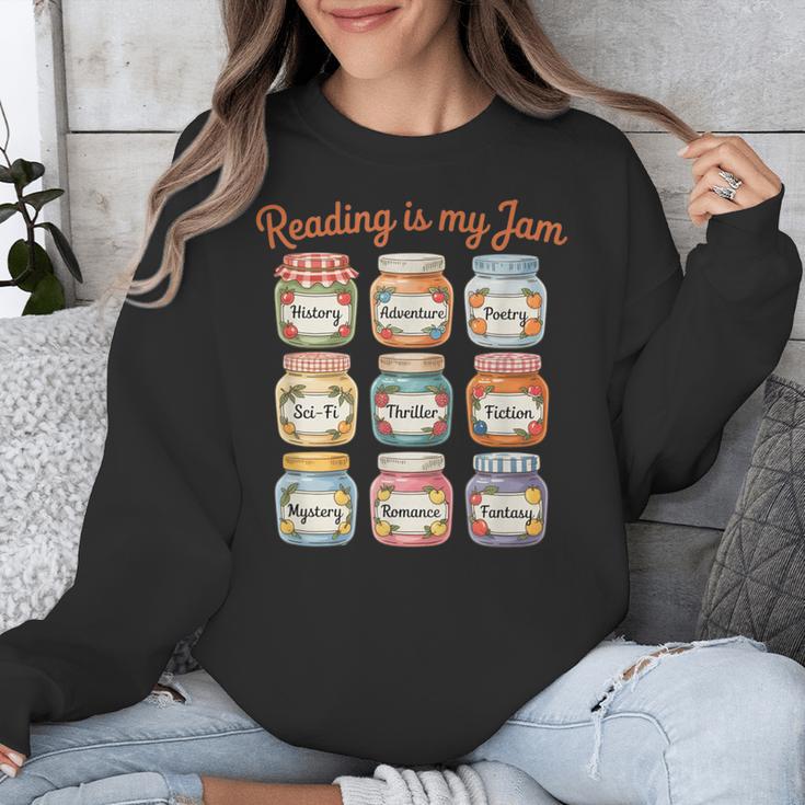 Reading Is My Jam Cute Jelly Jars Book Genres Unisex Sweatshirt
