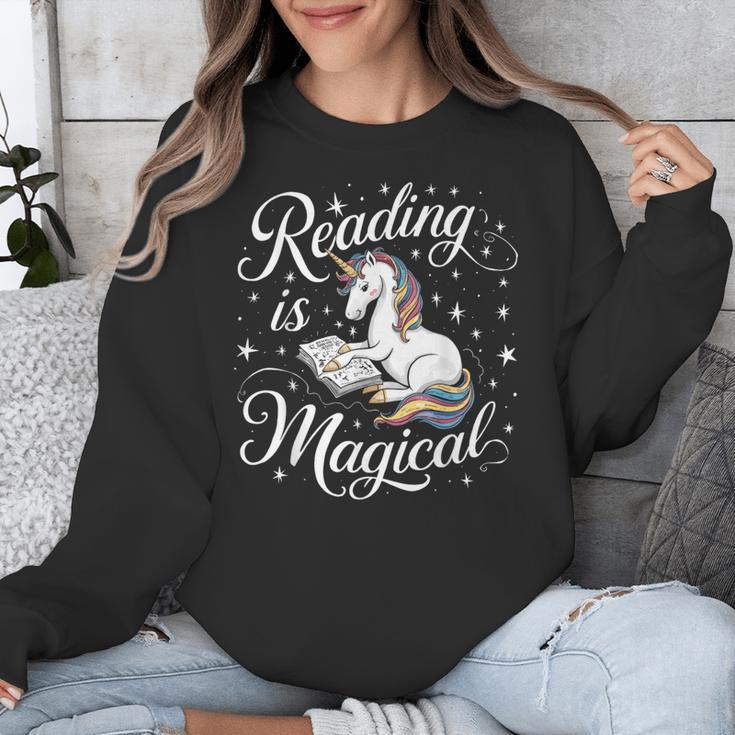 Reading Is Magical Unicorn Book Lover Fantasy Kids Unisex Sweatshirt Reading Is Magical Unicorn Book Lover Fantasy Kids Unisex Sweatshirt