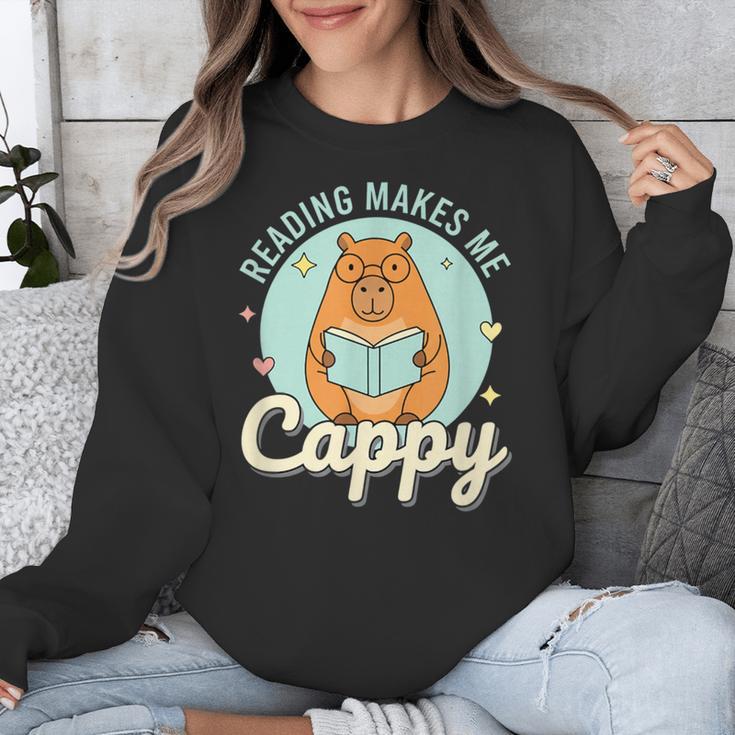 Reading Makes Me Cappy Bookworm Capybara Book Reading Unisex Sweatshirt Reading Makes Me Cappy Bookworm Capybara Book Reading Unisex Sweatshirt