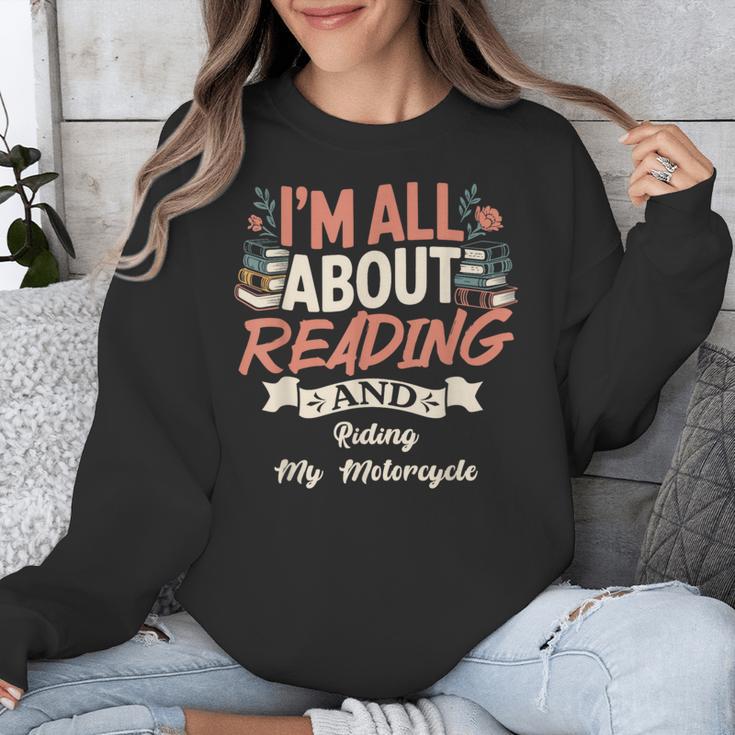 Reading And Motorcycle Life For Bikers Who Love Books Unisex Sweatshirt