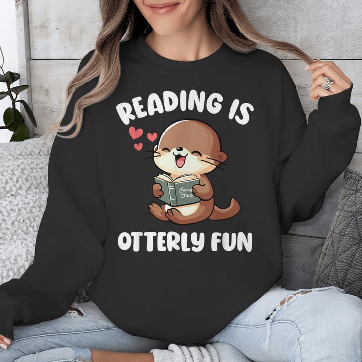 Reading Is Otterly Fun Otter Bookworm Book Lover Librarian Unisex Sweatshirt