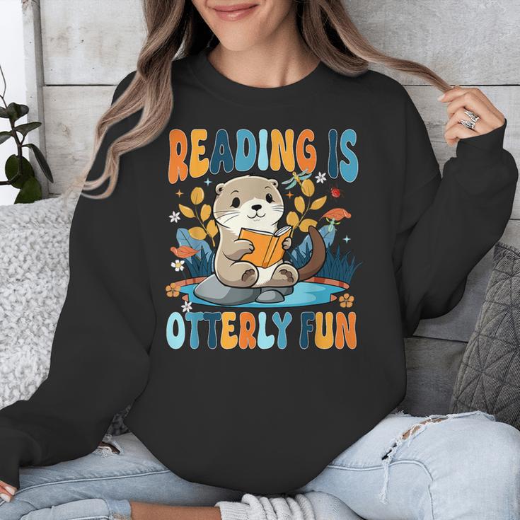 Reading Is Otterly Fun Sea Otter Book Lover Bookworm Unisex Sweatshirt