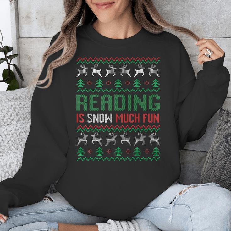 Reading Is Snow Much Fun Winter Bookworm Reading Book Lovers Unisex Sweatshirt