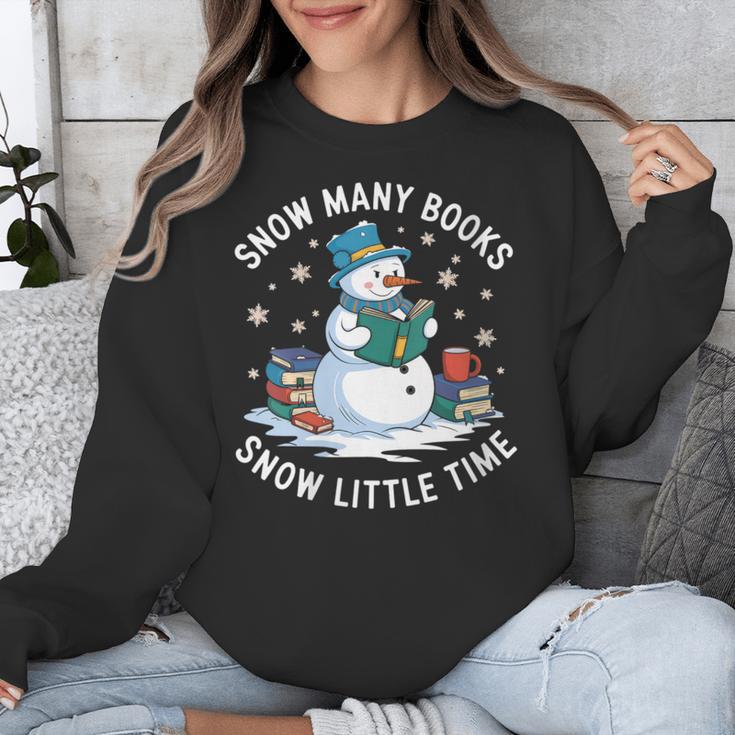 Reading Snowman So Many Books Christmas Books Readers Unisex Sweatshirt