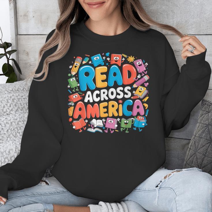 Reads Across Tee America Books Reader Reading Teacher Unisex Sweatshirt
