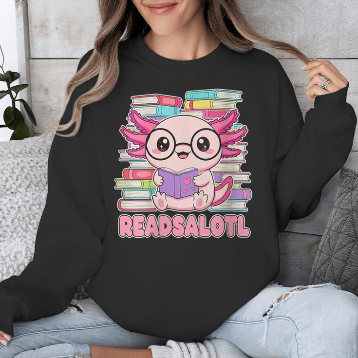 Readsalotl Axolotl Reading Book Bookworm Unisex Sweatshirt Readsalotl Axolotl Reading Book Bookworm Unisex Sweatshirt