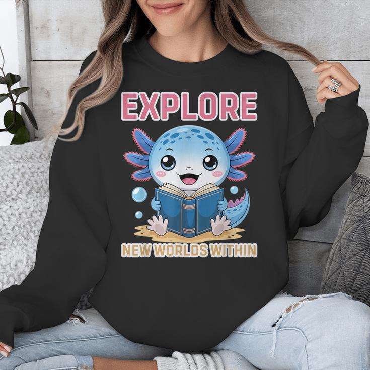 Readsolotl Kawaii Axolotl Book Lover Reading Unisex Sweatshirt Readsolotl Kawaii Axolotl Book Lover Reading Unisex Sweatshirt