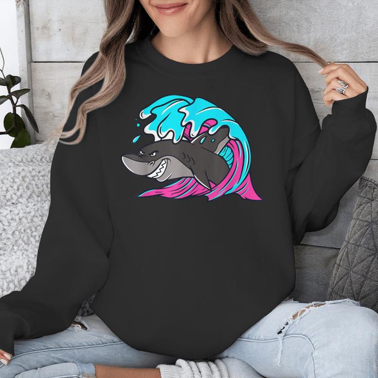 Retro 80s Shark Whale Diving Nostalgia Shark Party Unisex Sweatshirt Retro 80s Shark Whale Diving Nostalgia Shark Party Unisex Sweatshirt