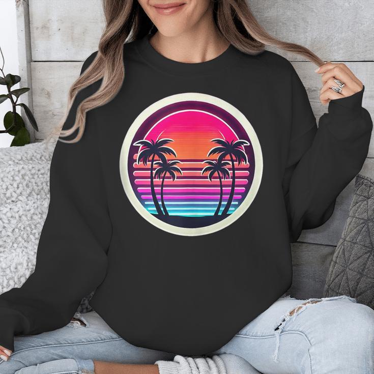 Retro 80s Synthwave Sunset & Palm Trees Retro Nostalgia 80s Unisex Sweatshirt