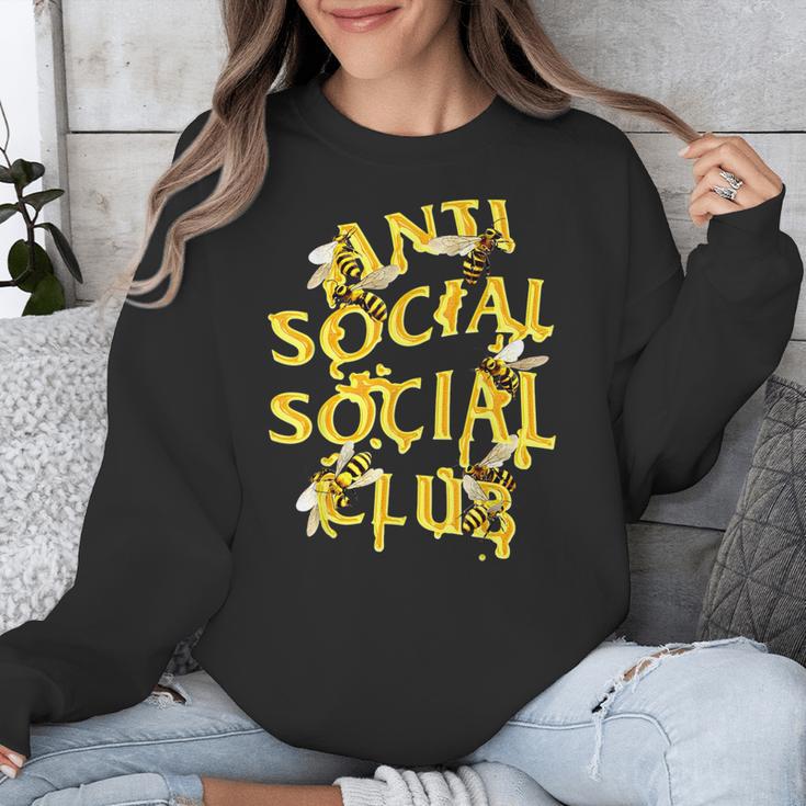Retro Anti Social Club Bees Introvert Women Men Unisex Sweatshirt